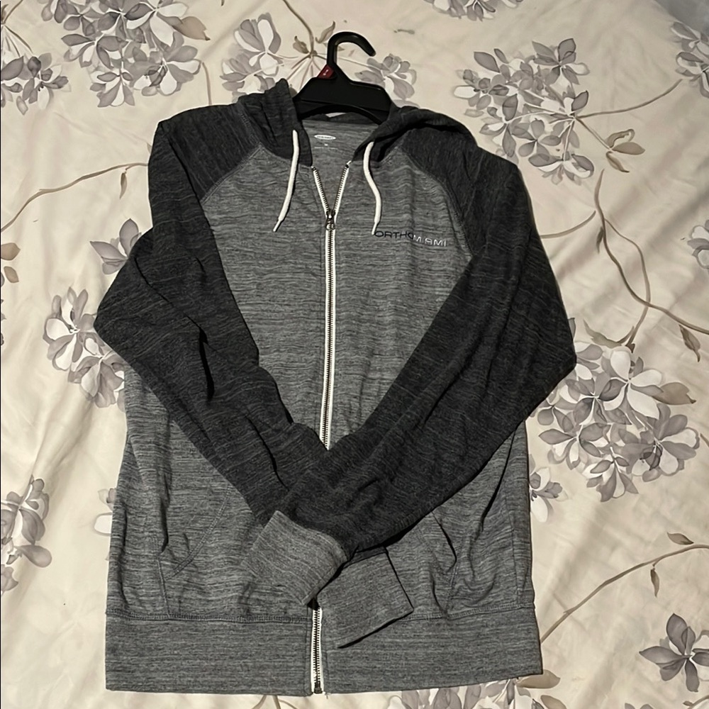 Gray Zip-Up Hoodie Sweater